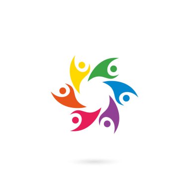 İnsanların bakımı, sağlıklı, toplum, ekip çalışması, ortaklık ve insan logo şablonu