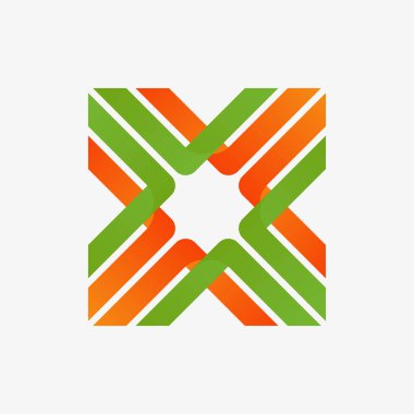 beyaz izole renkli soyut harf X logo vektör çizim