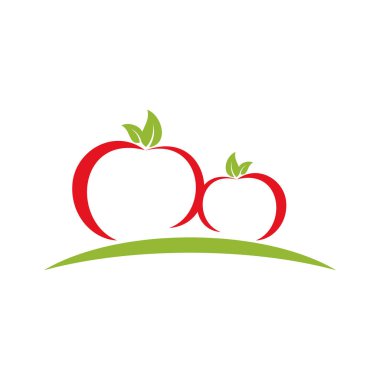 Beyaz arka plan üzerinde izole kırmızı domates logo vektör çizim