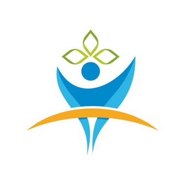 İnsanların bakımı, sağlıklı, topluluk, ekip çalışması, ortaklık ve insan logosu beyaz izole vektör çizim