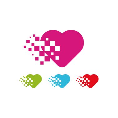 beyaz izole renkli piksel kalpler logo vektör çizim