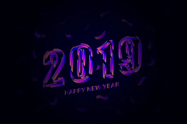 Vector Illustration 2019 New Year Black Background — Stock Vector