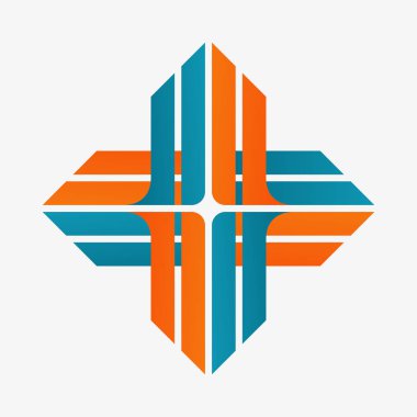 beyaz izole modern çapraz özelliği logo vektör çizim