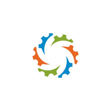 beyaz izole renkli dişli logo vektör çizim