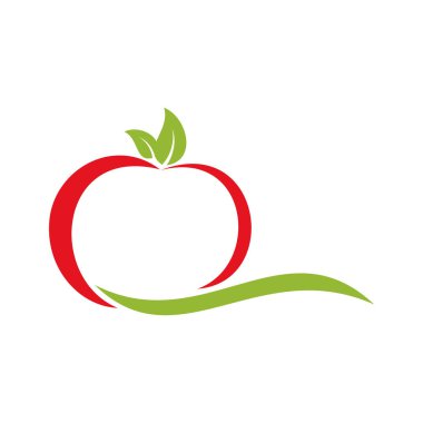 Beyaz arka plan üzerinde izole kırmızı domates logo vektör çizim