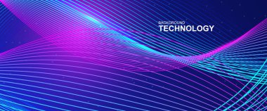 dalga satır arkaplanı pürüzsüz şeklinde. Mavi arka plan rengini satırı sallayarak çok güzel. Yatay banner şablon. Soyut fütüristik şablonu. Canlı renkler ile teknoloji duvar kağıdı.