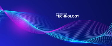 dalga satır arkaplanı pürüzsüz şeklinde. Mavi arka plan rengini satırı sallayarak çok güzel. Yatay banner şablon. Soyut fütüristik şablonu. Canlı renkler ile teknoloji duvar kağıdı.