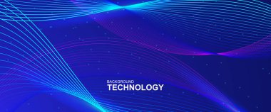 dalga satır arkaplanı pürüzsüz şeklinde. Mavi arka plan rengini satırı sallayarak çok güzel. Yatay banner şablon. Soyut fütüristik şablonu. Canlı renkler ile teknoloji duvar kağıdı.