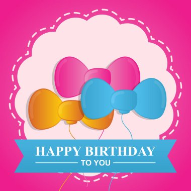 mutlu Doğum günü tebrik kartı yay balonlu