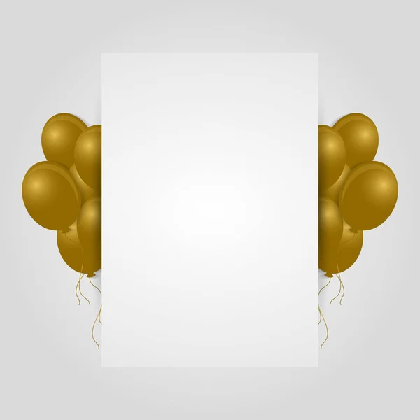 Gold Balony Urodziny Rama Szablon — Wektor stockowy