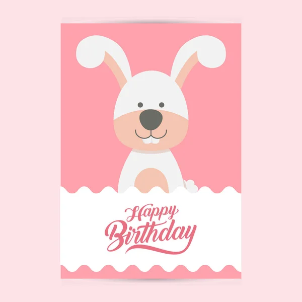 Happy Birthday Flyer Template Rabbit — Stock Vector