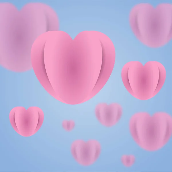 Векторная Иллюстрация Розовые Сердца Голубом — стоковый вектор