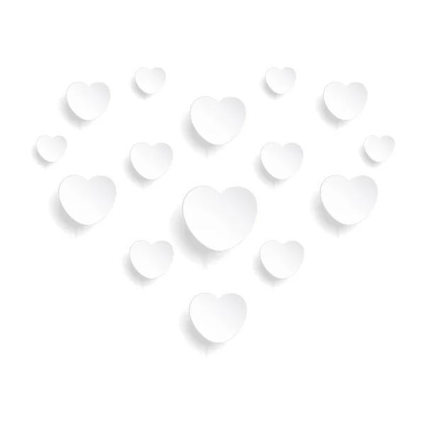 Fond Blanc Avec Des Coeurs Volumineux Forme Coeur — Image vectorielle