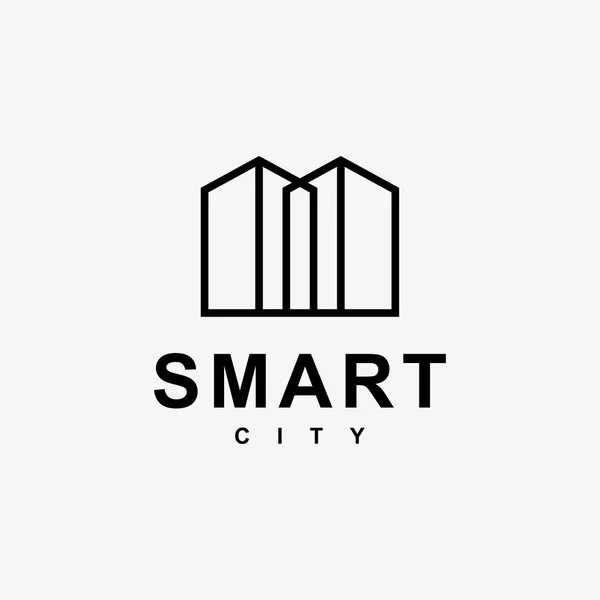 Έξυπνη Πόλη Εικονίδιο Σπίτι Λογότυπο Λευκό Φόντο — Διανυσματικό Αρχείο