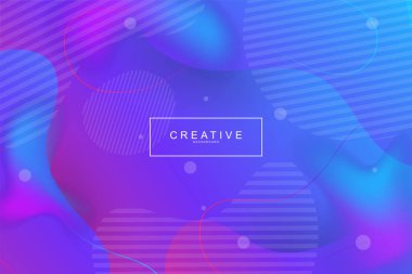 Akışkan açılış sayfası, mavi ve mor arka plan. Sıvı, sıvı, dalgalı, degrade, akan, dinamik şekil arka plan. Modaya uygun ve modern arka plan renkleri. Cool banner tasarım şablonu.