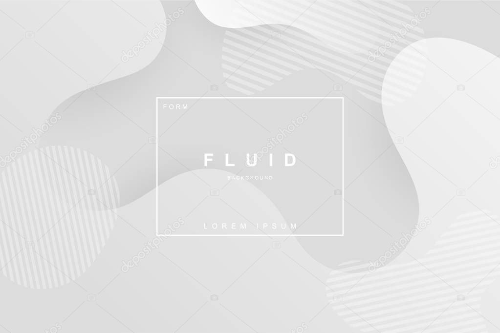 Fluid landing page, white and grey colors background. Fluid, liquid, wavy, gradient, flowing, dynamic shape background. Trendy and modern background. Cool banner design template.