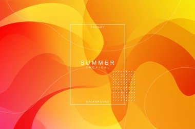 Yaz sayfası, turuncu ve sarı arka plan. Sıvı, sıvı, dalgalı, degrade, akan, dinamik şekil arka plan. Modaya uygun ve modern arka plan renkleri. Cool banner tasarım şablonu.