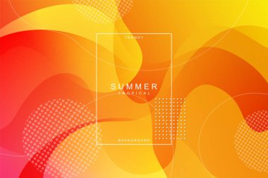 Yaz sayfası, turuncu ve sarı arka plan. Sıvı, sıvı, dalgalı, degrade, akan, dinamik şekil arka plan. Modaya uygun ve modern arka plan renkleri. Cool banner tasarım şablonu.