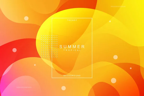 夏季页面 橙色和黄色背景 动态形状背景 时尚和现代的背景色彩 酷横幅设计模板 — 图库矢量图片