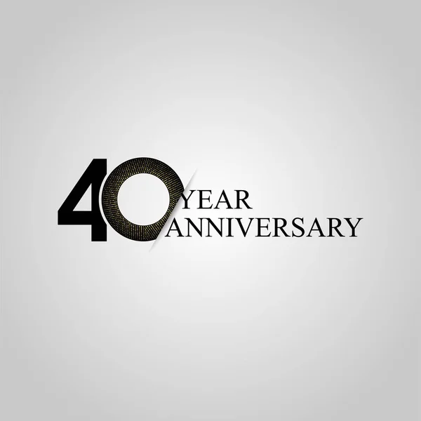 Quarenta Anos Aniversário Celebrando Símbolos Pretos Fundo Cinza — Vetor de Stock