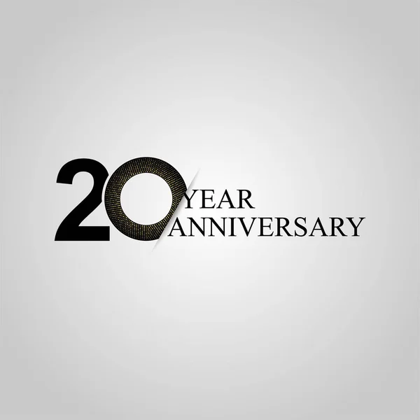 Vinte Anos Aniversário Celebrando Símbolos Pretos Fundo Cinza — Vetor de Stock