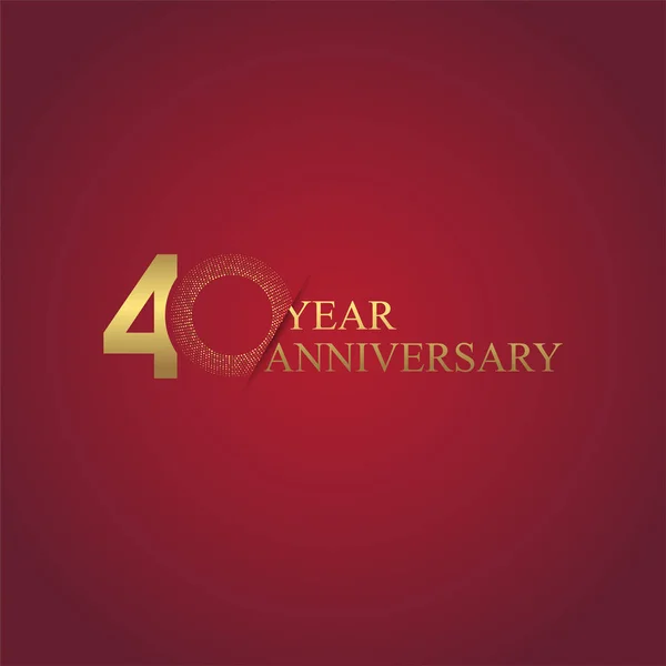 Cuarenta Años Aniversario Celebrando Símbolos Dorados Sobre Fondo Rojo — Archivo Imágenes Vectoriales