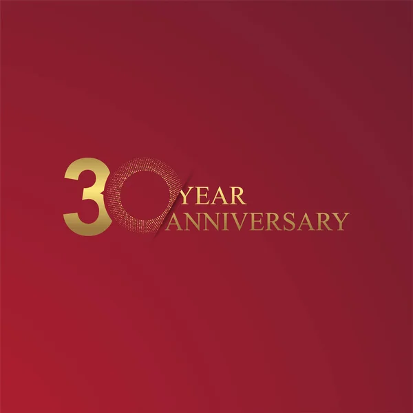 Treinta Años Aniversario Celebrando Símbolos Dorados Sobre Fondo Rojo — Archivo Imágenes Vectoriales