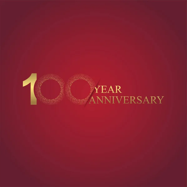 Εκατό Χρόνια Επέτειο Γιορτάζει Χρυσά Σύμβολα Κόκκινο Φόντο — Διανυσματικό Αρχείο
