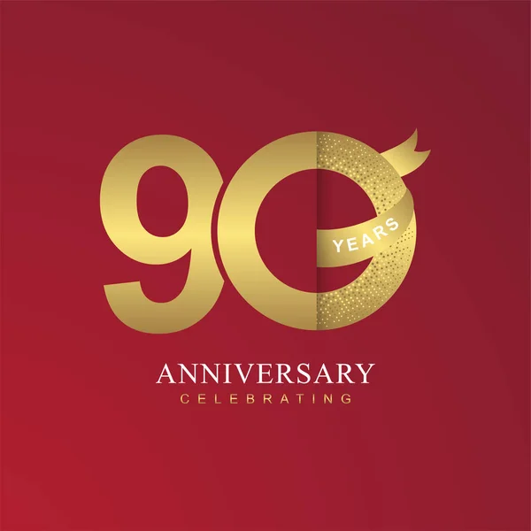 Χρόνια Επέτειο Γιορτάζοντας Χρυσά Σύμβολα Κόκκινο Φόντο — Διανυσματικό Αρχείο