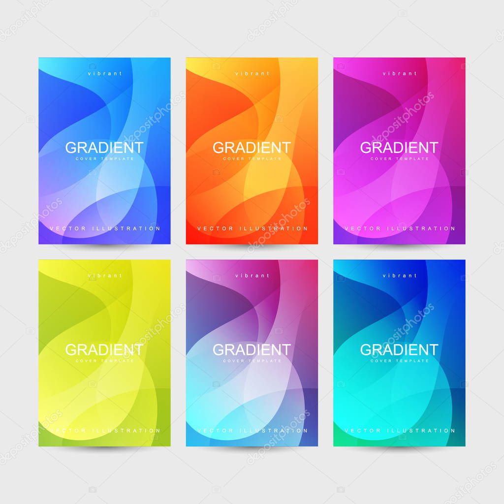 Fluid, liquid, wavy, gradient, flowing, dynamic shape background set. Trendy and modern background colors. Creative banner design template.