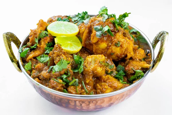 Curry Poulet Indien Vue Rapprochée Poulet Indien Chaud Délicieux Servi — Photo