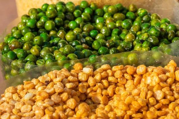 Guisantes Verdes Asados Channa Dal Vista Cerca — Foto de Stock