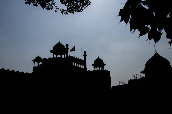 Silhouette Red Fort Delhi India — Stock Photo, Image