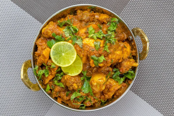 Curry Poulet Indien Vue Rapprochée Poulet Indien Chaud Délicieux Servi — Photo