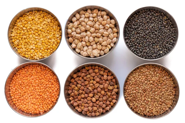 Chickpea (Channa) / Red Lentil (Masoor dal) / Split Chickpea (Sp) — стоковое фото