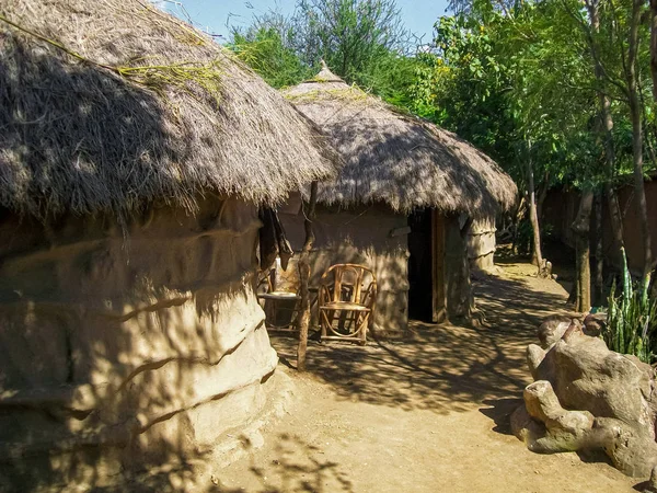 Afrika Huts ağaçlarla kaplı, Afrika kabile halkı evi