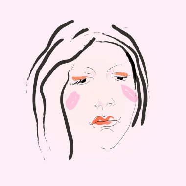 Kız portre çizim çizimler dergiler, kozmetik ürün, tasarım için ideal.