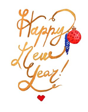 Selamlar kopyayla suluboya güzel illüstrasyon. Mutlu yeni yıl dekor. Tatil dekoratif Baskı Tekstil, kağıt, kartları vb için