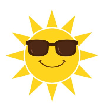 Yaz güneş güneş gözlüğü vektör çizim üzerinde beyaz izole ile yüzü gülüyor 