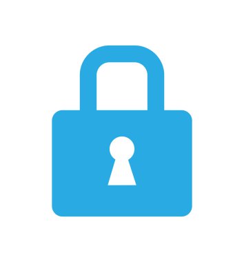 Kilit simgesi güvenlik sembolü düz stil üzerinde beyaz izole 