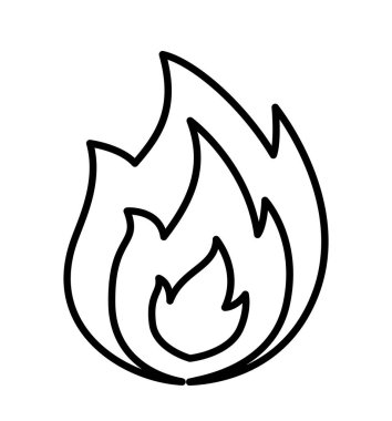 Simge çizgi vektör çizim üzerinde beyaz izole ateş