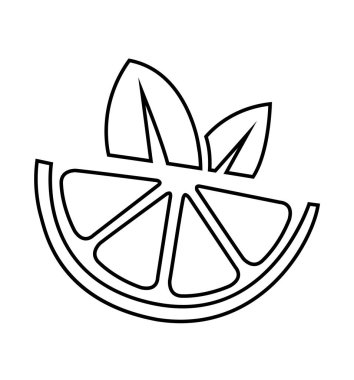 Turuncu simge vektör meyve yeşil bırakın izole doğal simgesiyle 