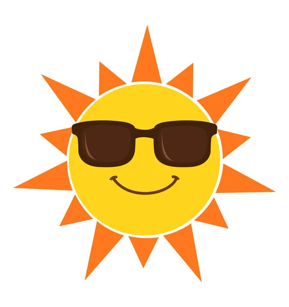 Sole con occhiali da sole illustrazione vettoriale cartone animato isolato su bianco — Vettoriale Stock