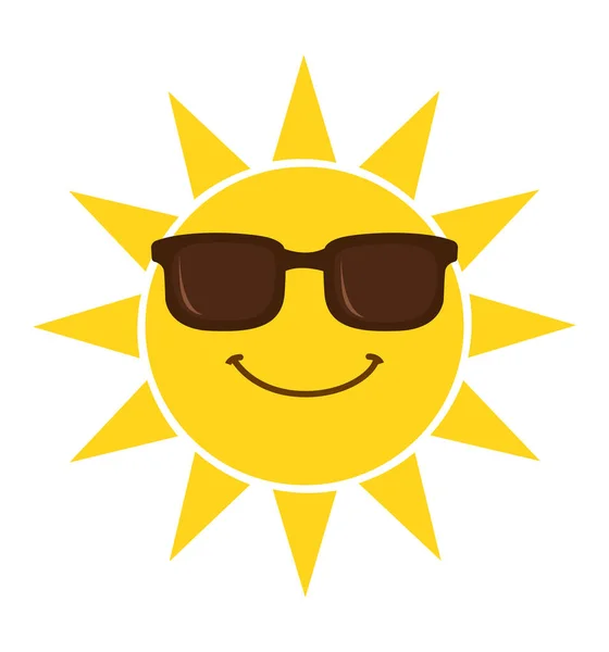 Soarele de vară zâmbește față cu ochelari de soare ilustrație vectorială izolată pe alb — Vector de stoc