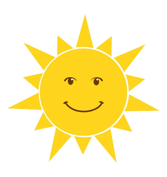 Felice sorriso icona del sole vettoriale illustrazione isolato su bianco — Vettoriale Stock