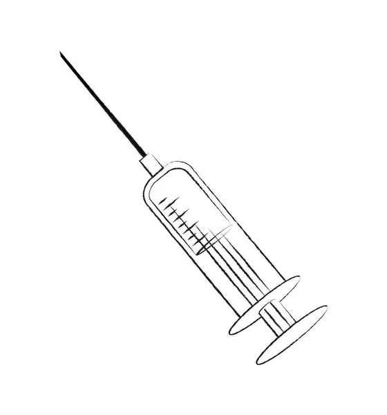 Injekční stříkačka ikonu skica piktogram ploché vektorové ilustrace izolované — Stockový vektor