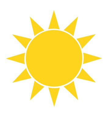 Güneş beyaz izole simge vektör çizim karikatür 