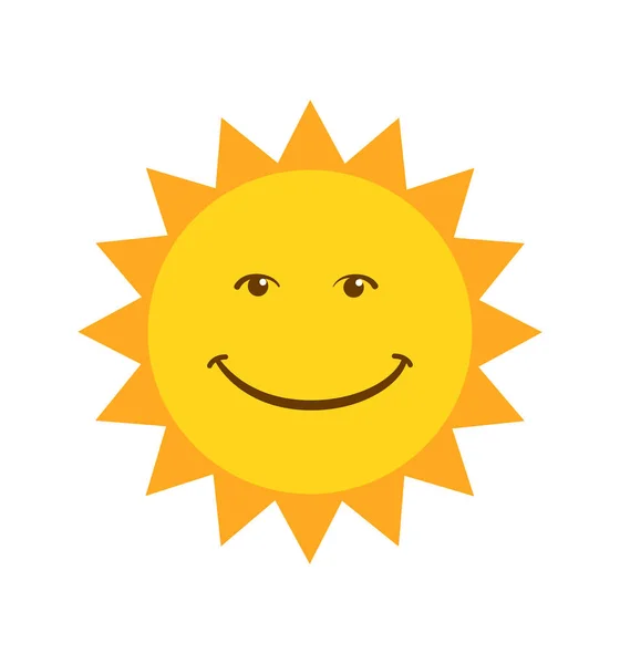 Illustrazione sorridente del vettore dell'icona del sole isolata sul bianco — Vettoriale Stock