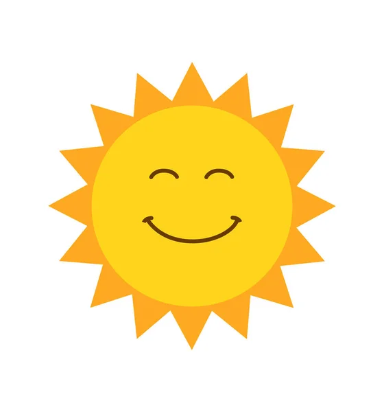 Grazioso sorriso sole icona vettoriale illustrazione isolato su bianco — Vettoriale Stock