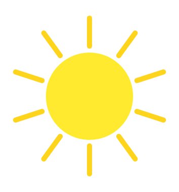 Güneş beyaz izole simge vektör çizim karikatür 